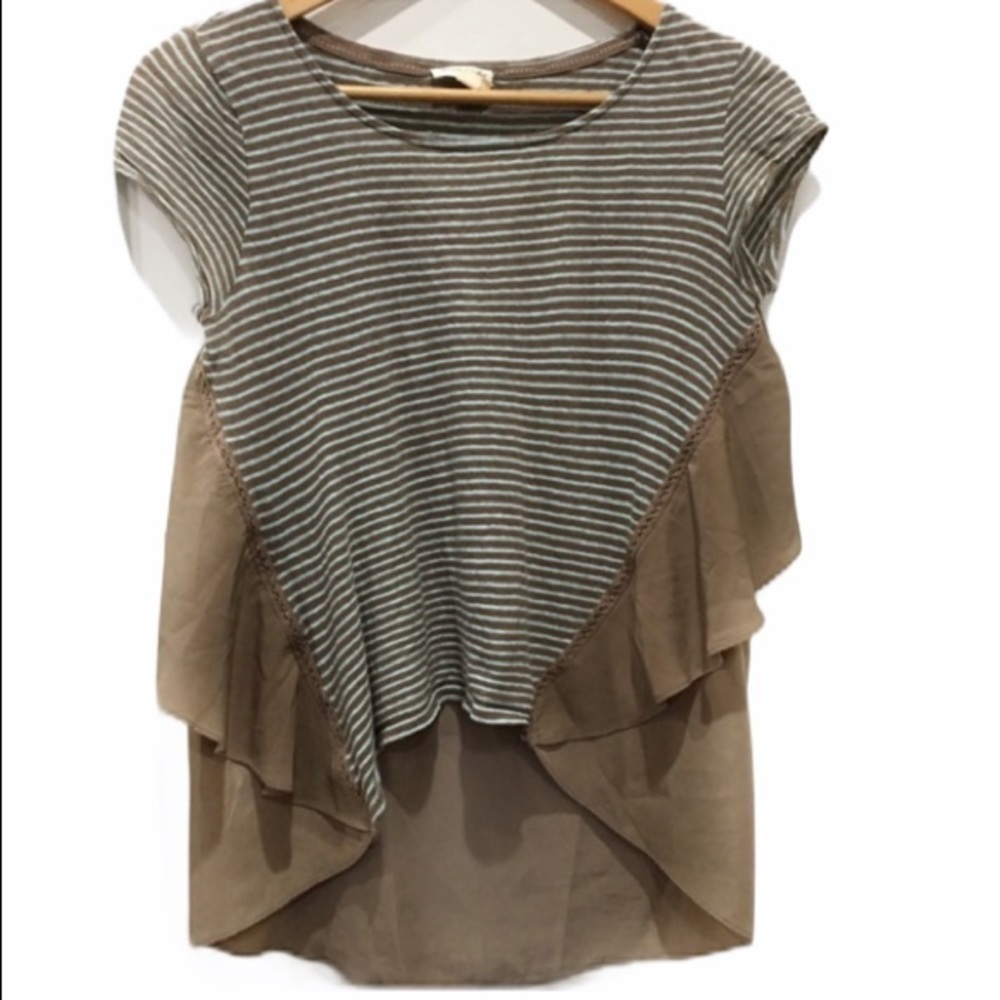 anthropologie Meadow Rue brown blue swing top